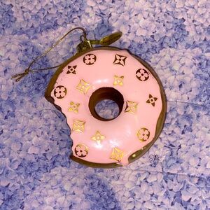 Francesca's Collections Pink Donut Ornament with Gold Accents